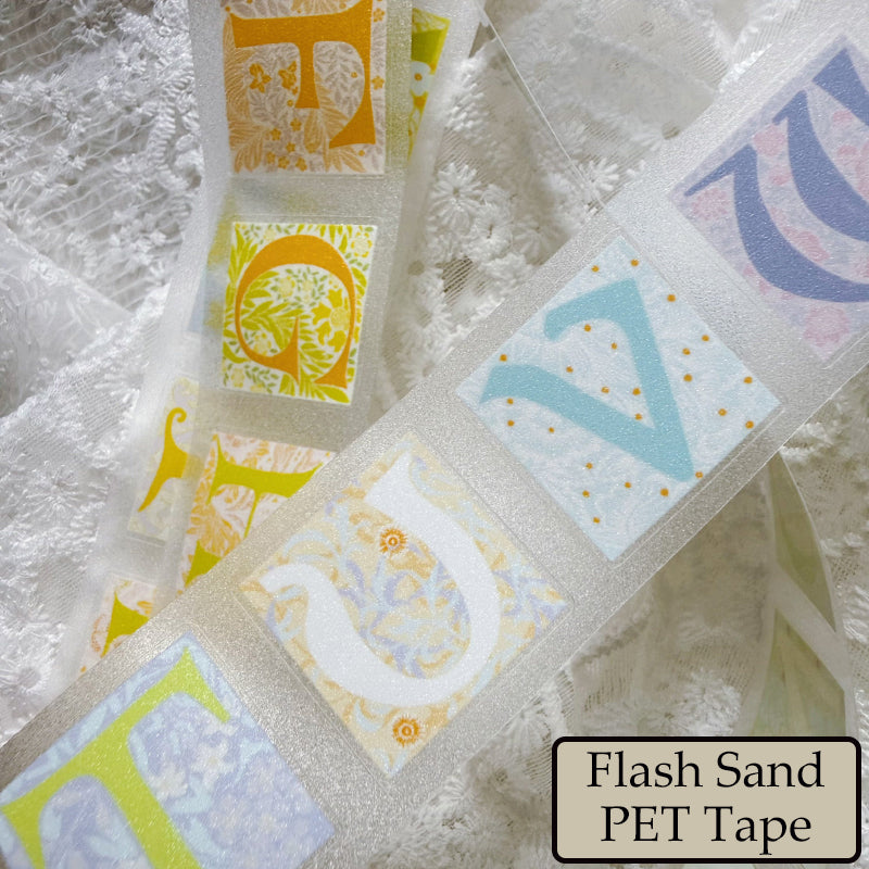 4cm*100cm Herbaceous Letters Die Cutting Washi/Fog PET/Flash Sand PET Tape