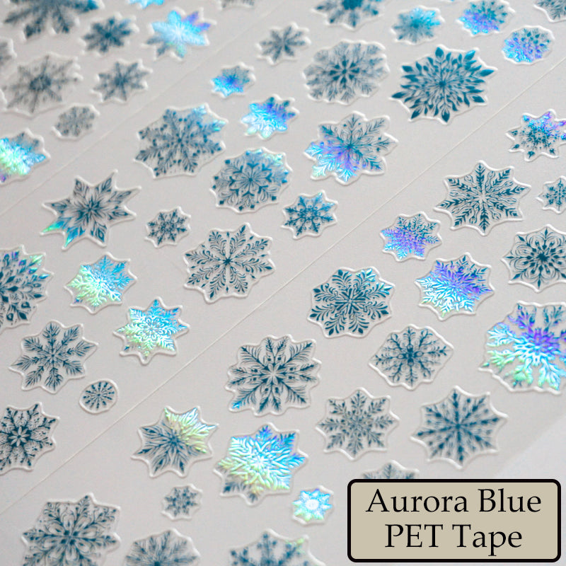 6cm*100cm Aurora Snowflake Die Cutting Shell Light PET Tape