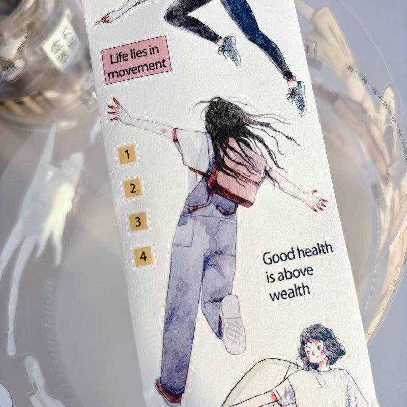 6cm*200cm Keep exercising Die Cutting Washi/PET/Fog PET Tape for journaling, scrapbooking and collage