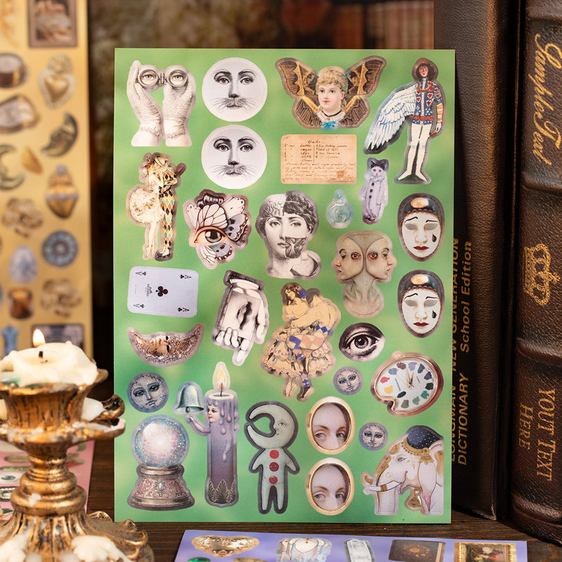 Retro Sanctuary Series Sticker Book featuring retro, and book designs for journaling, scrapbooking and collage