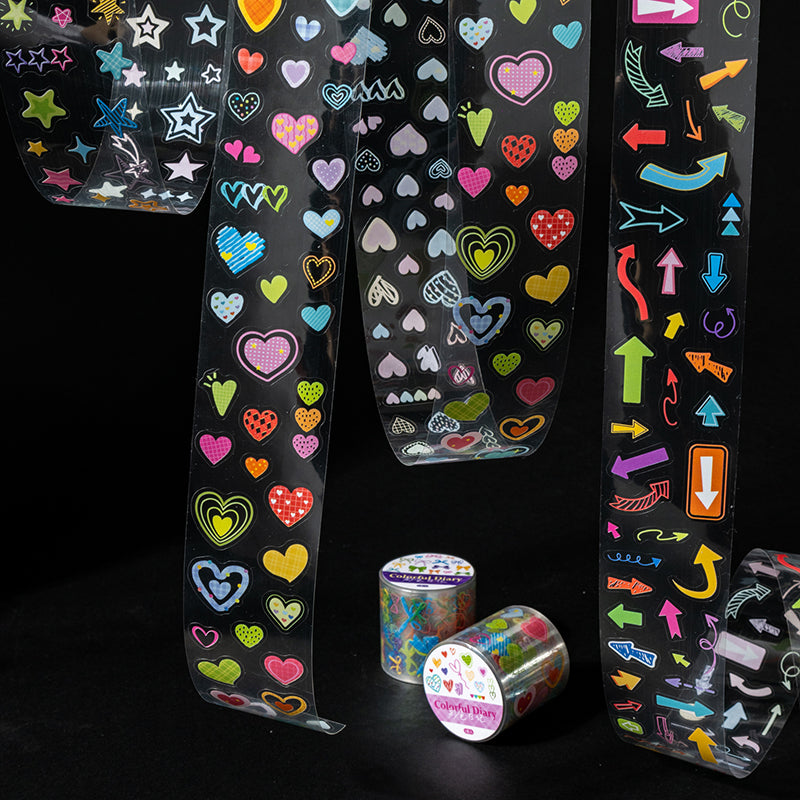 Color Diary Series Die Cutting PET Tape featuring color designs for journaling, scrapbooking and collage