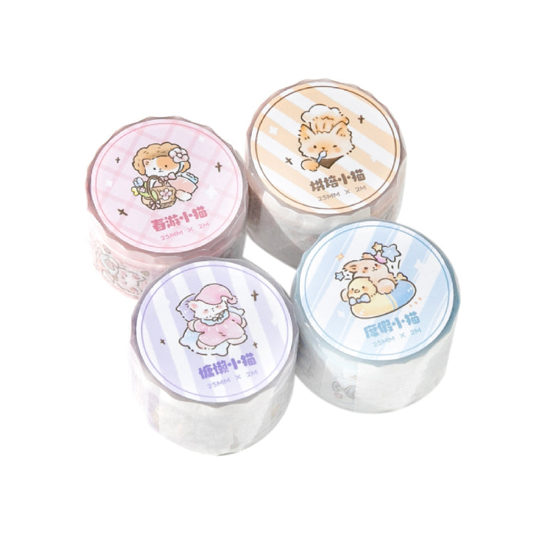 Heal Soft Cat Series Die Cutting Flash PET Tape featuring cat designs for journaling, scrapbooking and collage