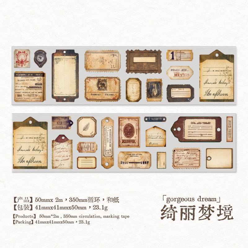 Retro Markings Series Die Cutting Washi Tape