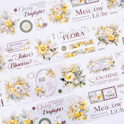 6cm*100cm Sunshine Florals Die Cutting PET Tape featuring floral, and sun designs for journaling, scrapbooking and collage
