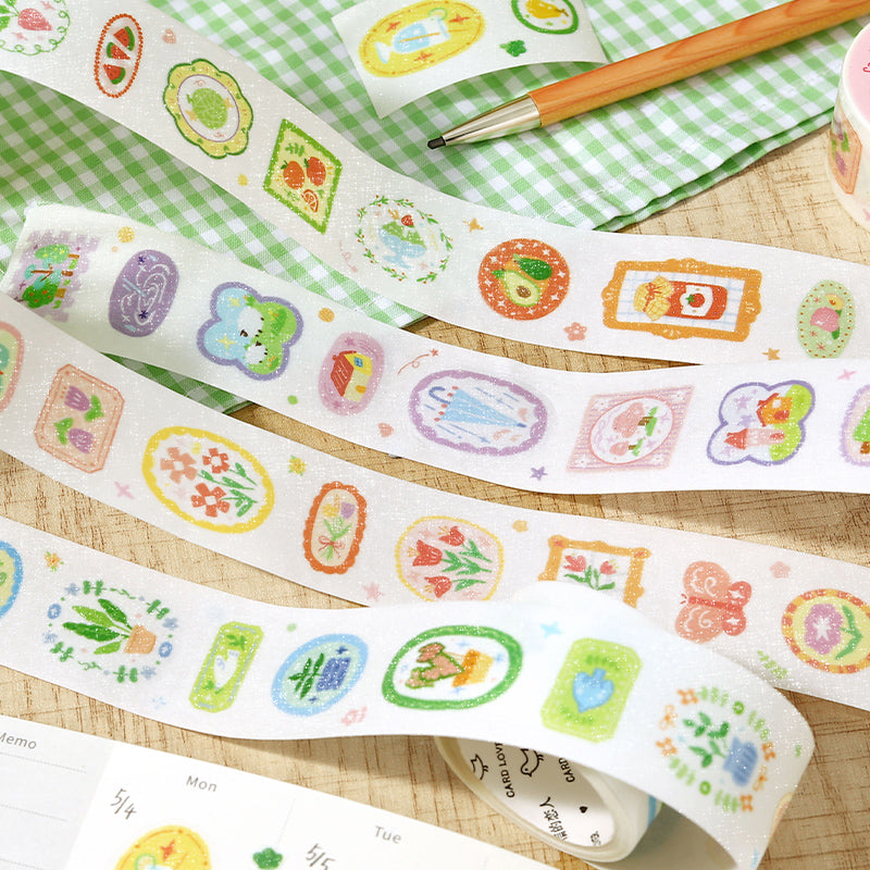 Plant Diary Notes Series Die Cutting Flash Washi Tape for journaling, scrapbooking and collage
