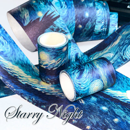 Starry Night Washi Tape featuring star designs for journaling, scrapbooking and collage