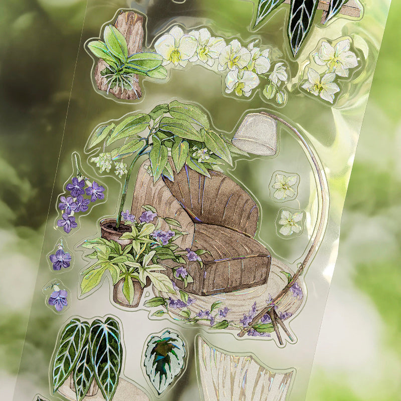 Whole Roll 6.5cm*5m Corner Forest Die Cutting Shell Light PET Tape featuring forest, and light designs for journaling, scrapbooking and collage