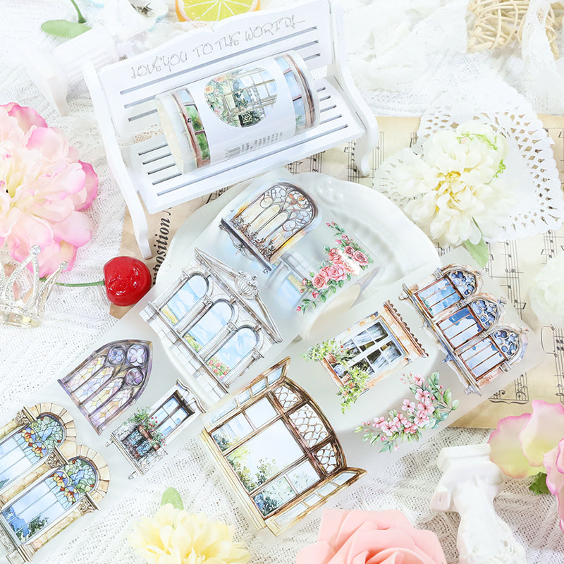 Window of the Heart Fog PET Tape featuring wind designs for journaling, scrapbooking and collage