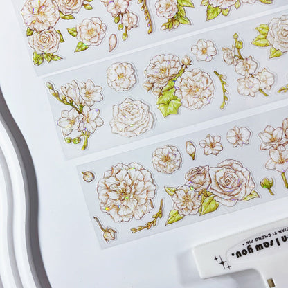 6cm*100cm Floating White Love Shell Light PET Tape featuring white, and light designs for journaling, scrapbooking and collage