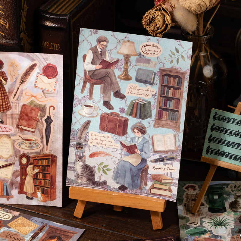 Old Scenes Series Sticker Book featuring old, and book designs for journaling, scrapbooking and collage