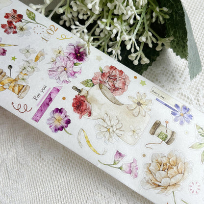 Whole Roll 6cm*5m Embroidered Flower Letter Die Cutting Washi/PET Tape
