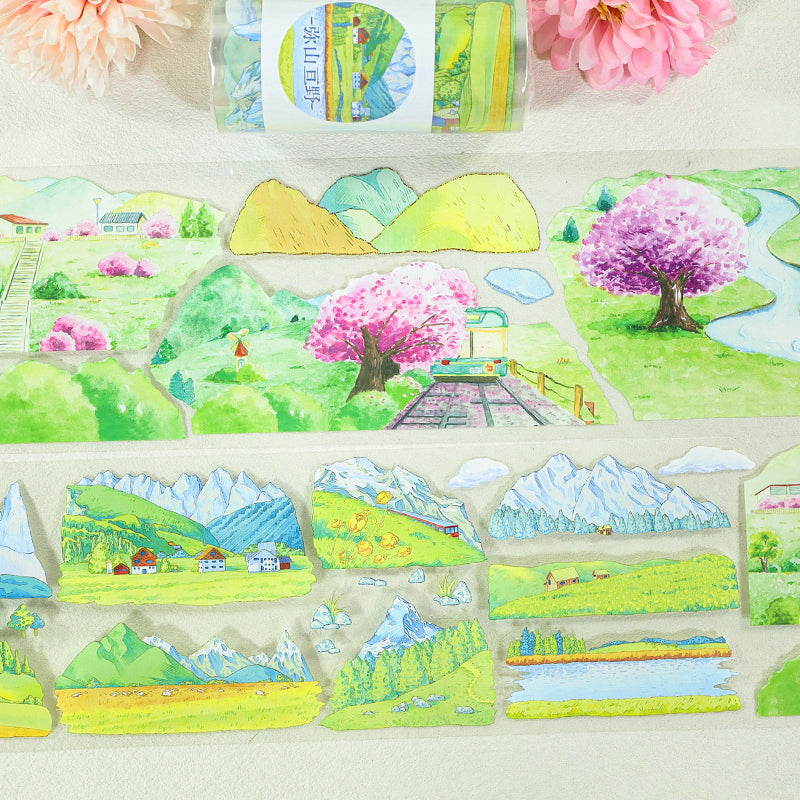 Mountains Stretch PET Tape for journaling, scrapbooking and collage