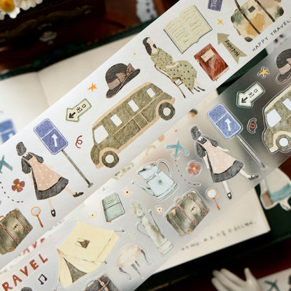5cm*100cm Travel Diary Die Cutting Washi/Fog PET Tape for journaling, scrapbooking and collage