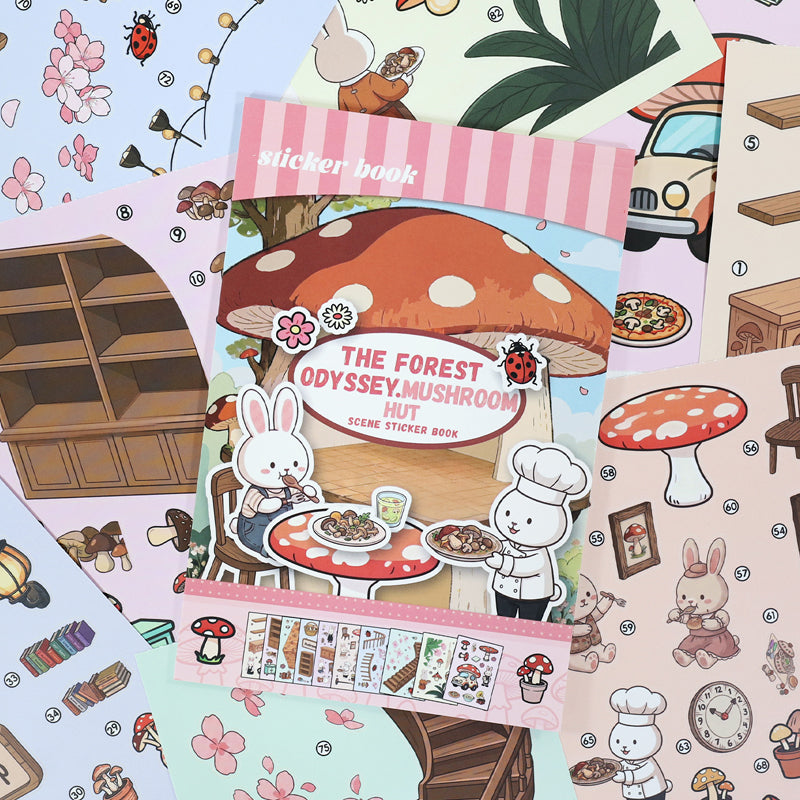 Mushroom Hut 3D Sticker featuring mushroom designs for journaling, scrapbooking and collage