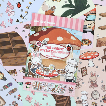 Mushroom Hut 3D Sticker featuring mushroom designs for journaling, scrapbooking and collage
