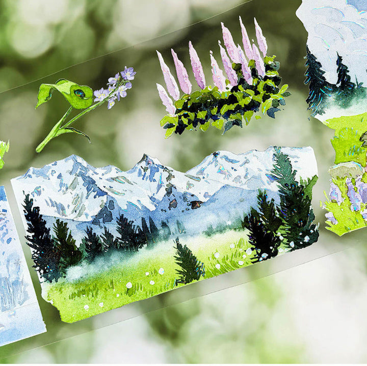 Whole Roll 7cm*5m Cloudside Ranch Shell Light PET Tape featuring cloud, and light designs for journaling, scrapbooking and collage