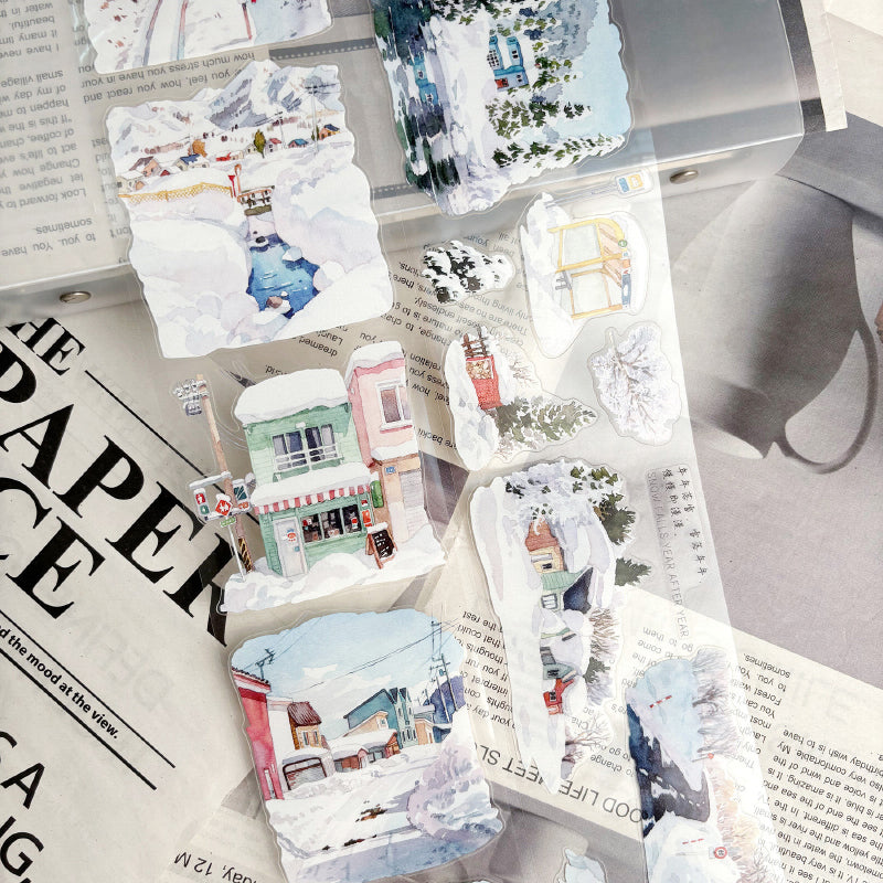7cm*125cm Snow Falls Die Cutting Washi/PET/Fog PET Tape featuring snow designs for journaling, scrapbooking and collage