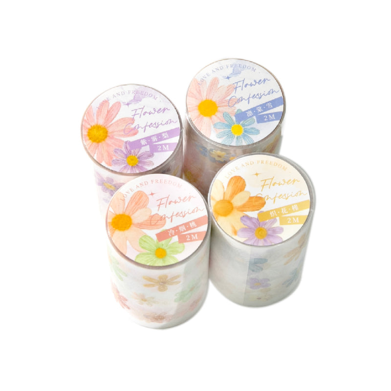 Daisy flower journal series Die Cutting PET Tape featuring flower designs for journaling, scrapbooking and collage