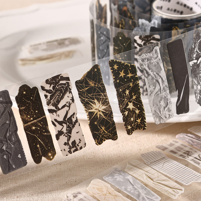 Folded Pages Series Die Cutting PET Tape featuring old designs for journaling, scrapbooking and collage