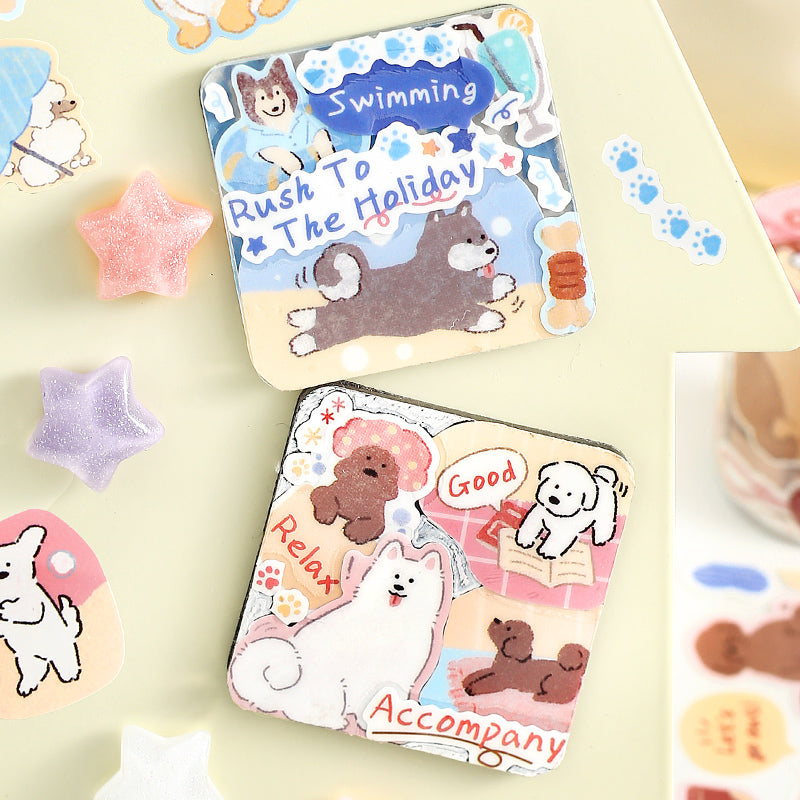 Caring Dog Series Die Cutting Synthetic Paper Tape featuring dog designs for journaling, scrapbooking and collage