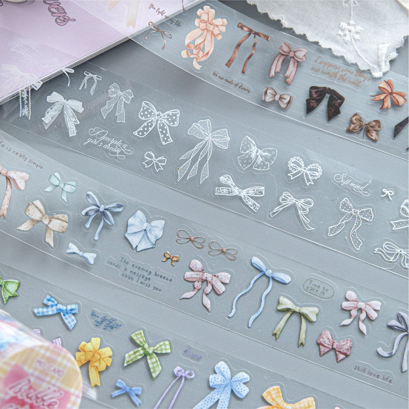 Bow Party Series Die Cutting PET Tape featuring party designs for journaling, scrapbooking and collage