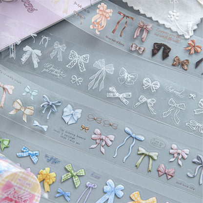 Bow Party Series Die Cutting PET Tape featuring party designs for journaling, scrapbooking and collage