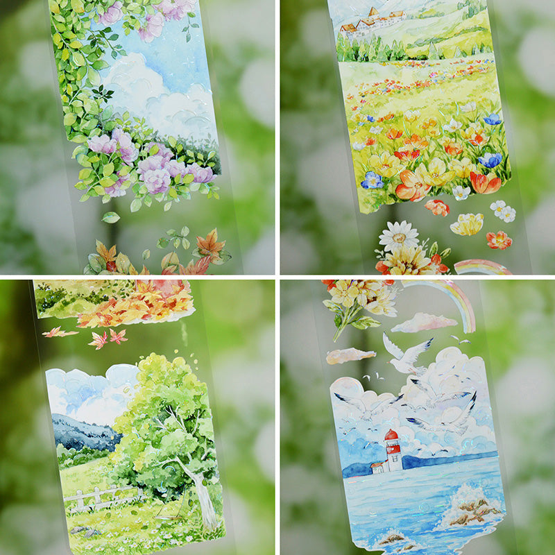 6.5cm*120cm Explore Mountains Shell Light PET Tape featuring light designs for journaling, scrapbooking and collage