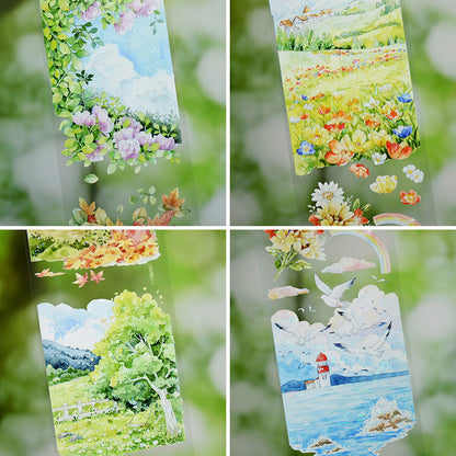 6.5cm*120cm Explore Mountains Shell Light PET Tape featuring light designs for journaling, scrapbooking and collage
