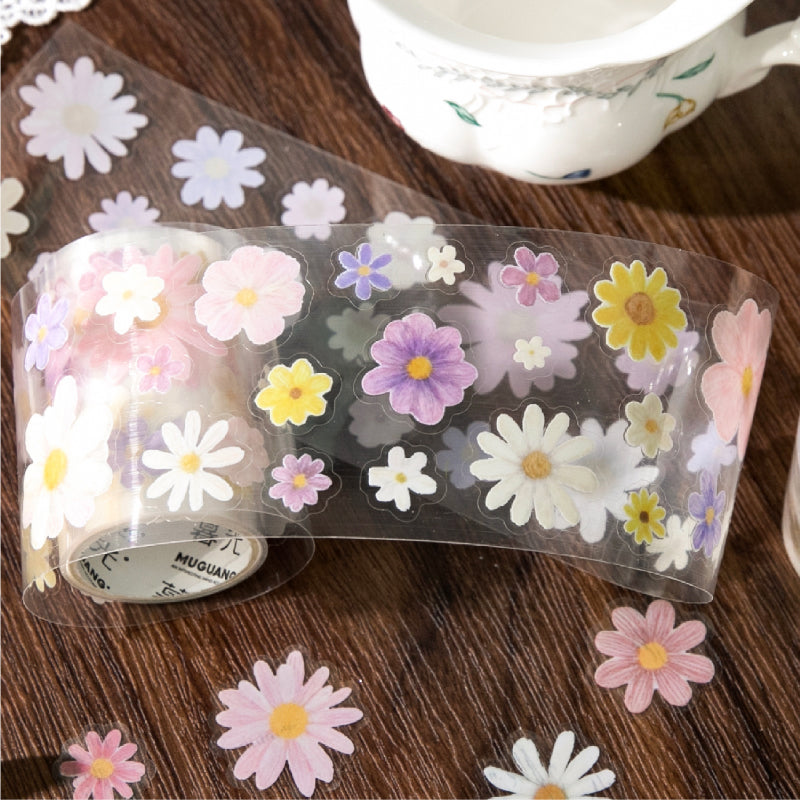 Daisy flower journal series Die Cutting PET Tape featuring flower designs for journaling, scrapbooking and collage