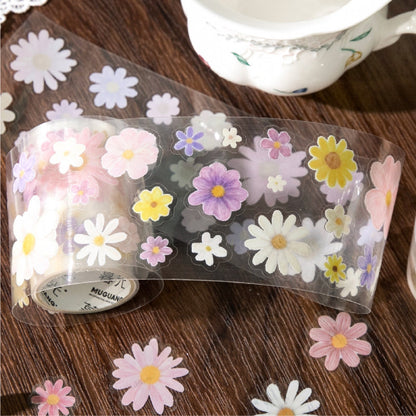 Daisy flower journal series Die Cutting PET Tape featuring flower designs for journaling, scrapbooking and collage