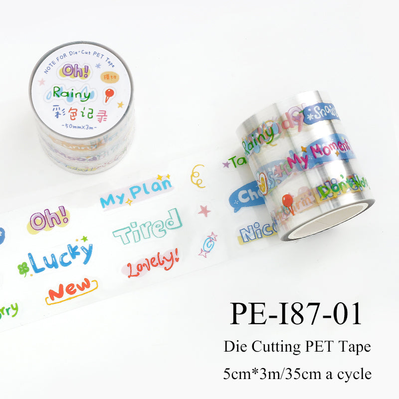 Colorful Fun Words Series Die Cutting PET Tape