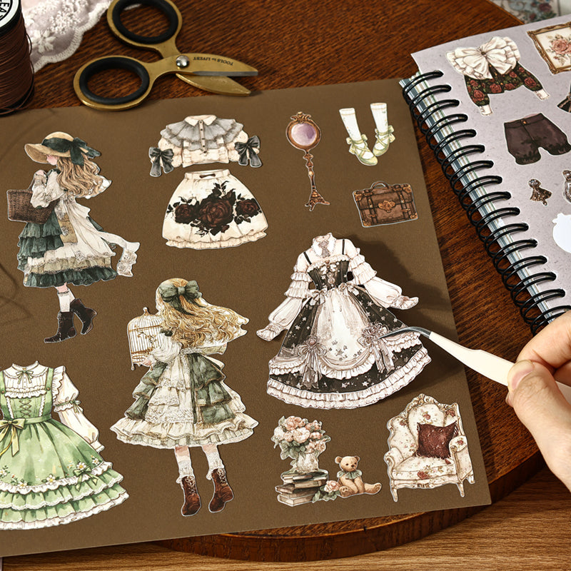 Retro Fashion Magazine Series Sticker Book featuring retro, and book designs for journaling, scrapbooking and collage