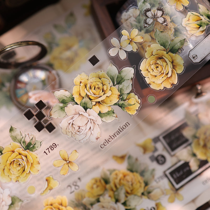 Faded Yellow Letter Flower Die-Cutting Washi Tape - Sample 150cm