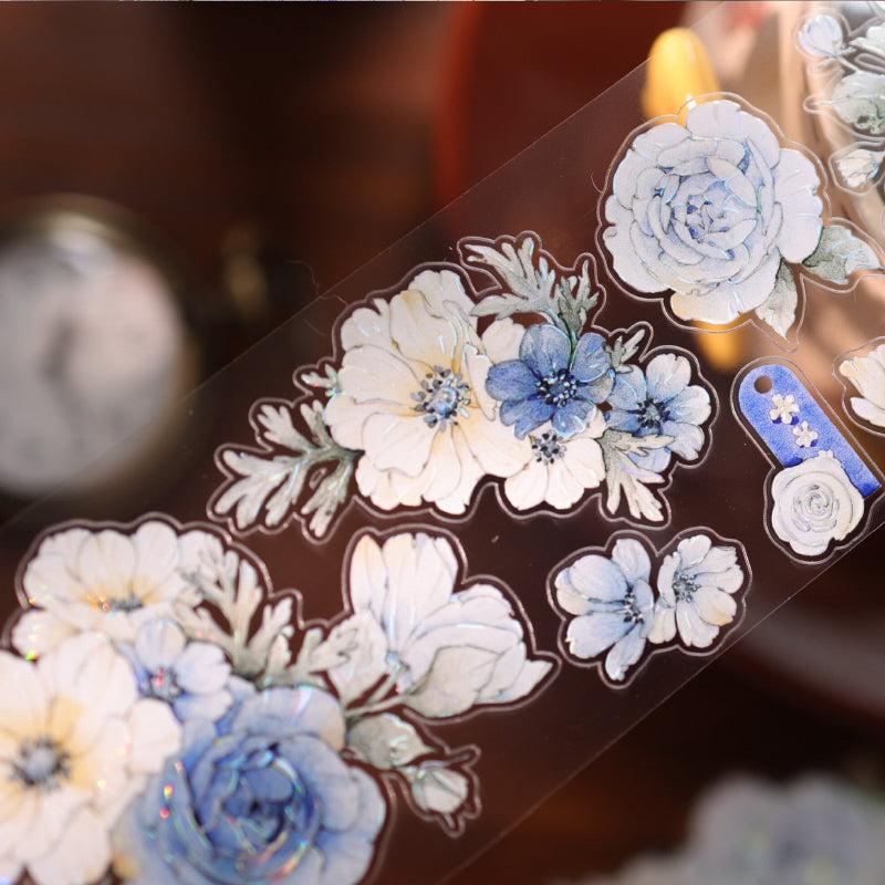 Sweet Blue Flower Die-Cutting Washi Tape - Sample 100cm