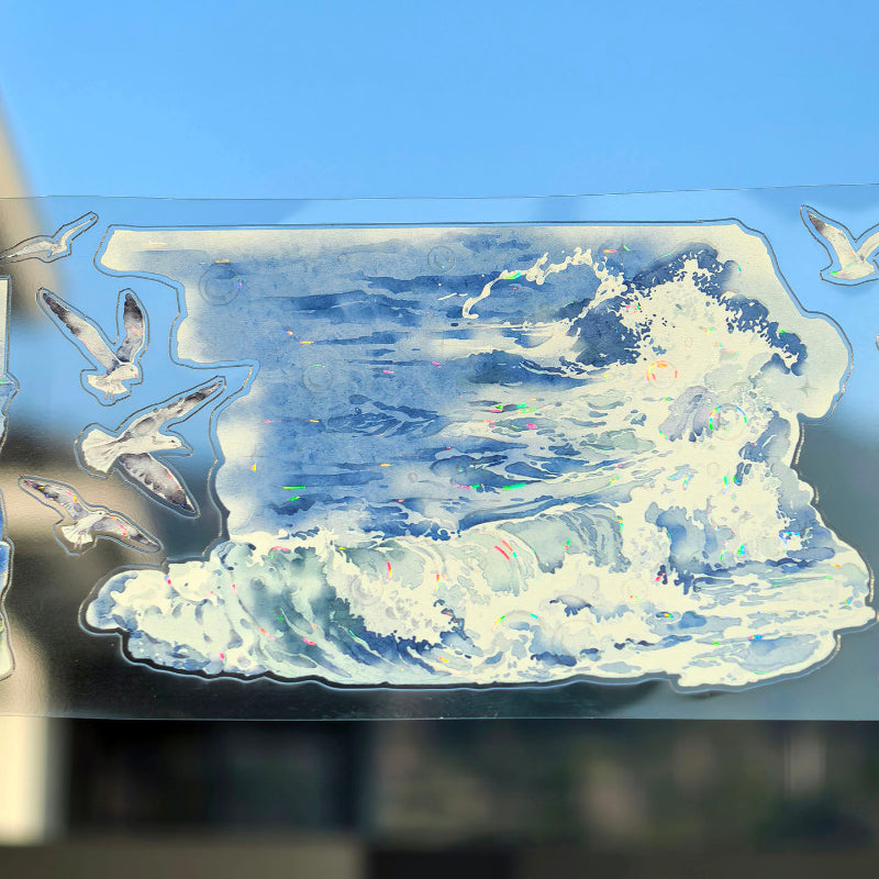 Whole Roll 7.5cm*5m Heavenly Whispers Die Cutting Shell Light PET Tape featuring light designs for journaling, scrapbooking and collage