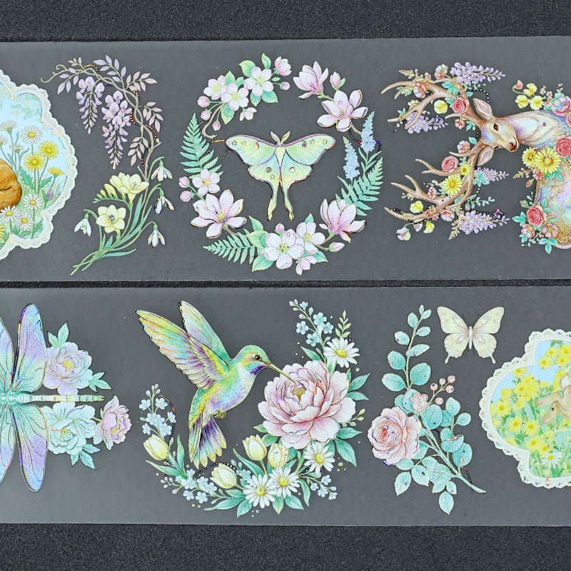 Flower Fields Fairy Tale Shell Silver Fog PET Tape