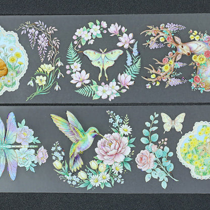 Flower Fields Fairy Tale Shell Silver Fog PET Tape