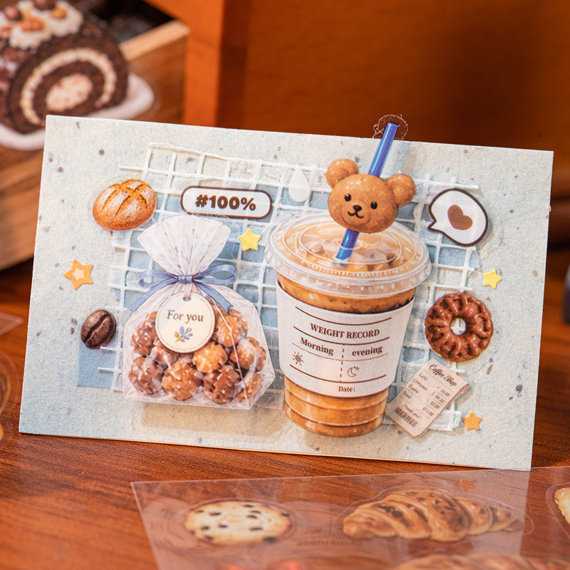 Corner Coffee Series Sticker Book featuring book designs for journaling, scrapbooking and collage