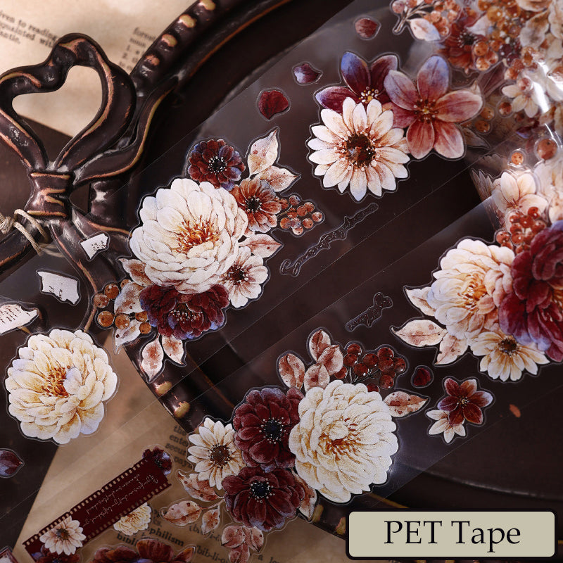 5.5cm*125cm Peony Flower Narrative Die Cutting Washi/PET/Shell Light Washi/PET Tape