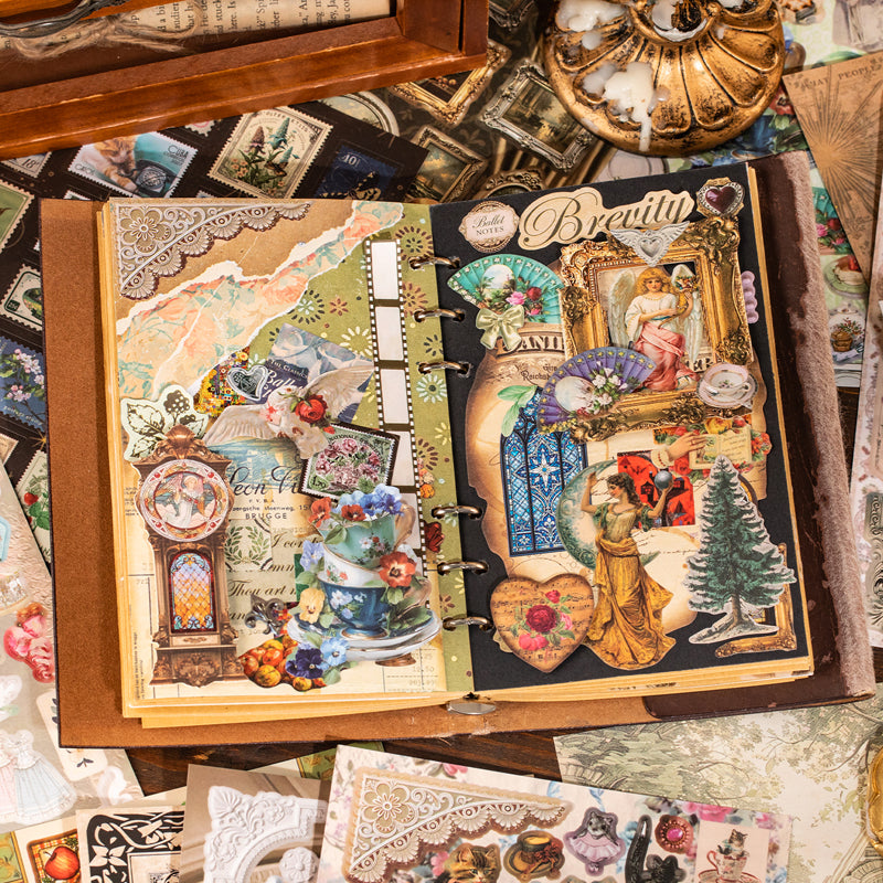 Old Things Collection Series Sticker Book featuring old, and book designs for journaling, scrapbooking and collage