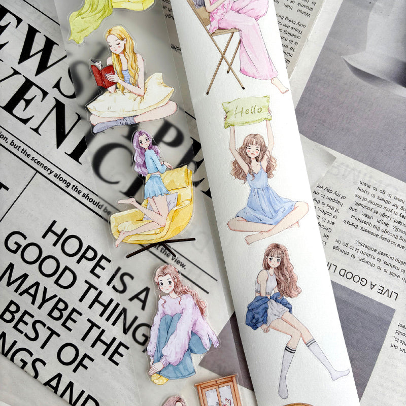 Whole Roll 5.5cm*5m Time At Home Die Cutting Washi/PET/Fog PET Tape featuring home designs for journaling, scrapbooking and collage