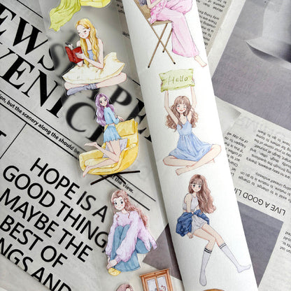 Whole Roll 5.5cm*5m Time At Home Die Cutting Washi/PET/Fog PET Tape featuring home designs for journaling, scrapbooking and collage