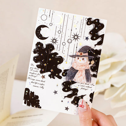 Starlit Poet Series Laser Silver PET Tape featuring silver, and star designs for journaling, scrapbooking and collage