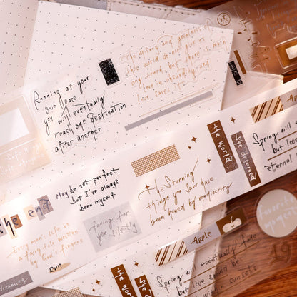 4.5cm*100cm Random Thoughts Notebook Die Cutting Washi/PET/Fog PET Tape featuring book designs for journaling, scrapbooking and collage