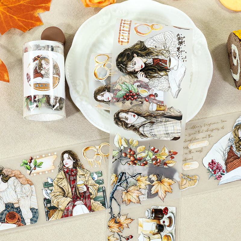 Warm Autumn Diary Die Cutting Fog PET Tape featuring autumn designs for journaling, scrapbooking and collage