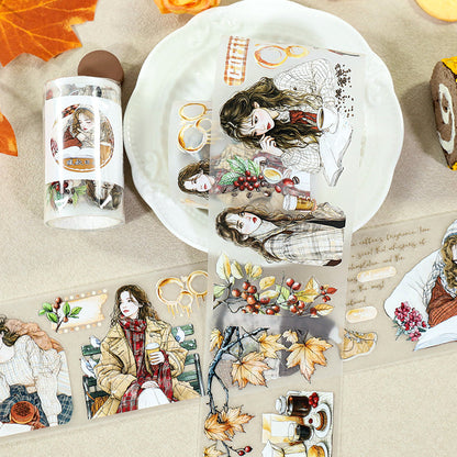 Warm Autumn Diary Die Cutting Fog PET Tape featuring autumn designs for journaling, scrapbooking and collage