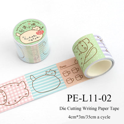 Flat Cat Diary Series Die Cutting Writing Paper Tape