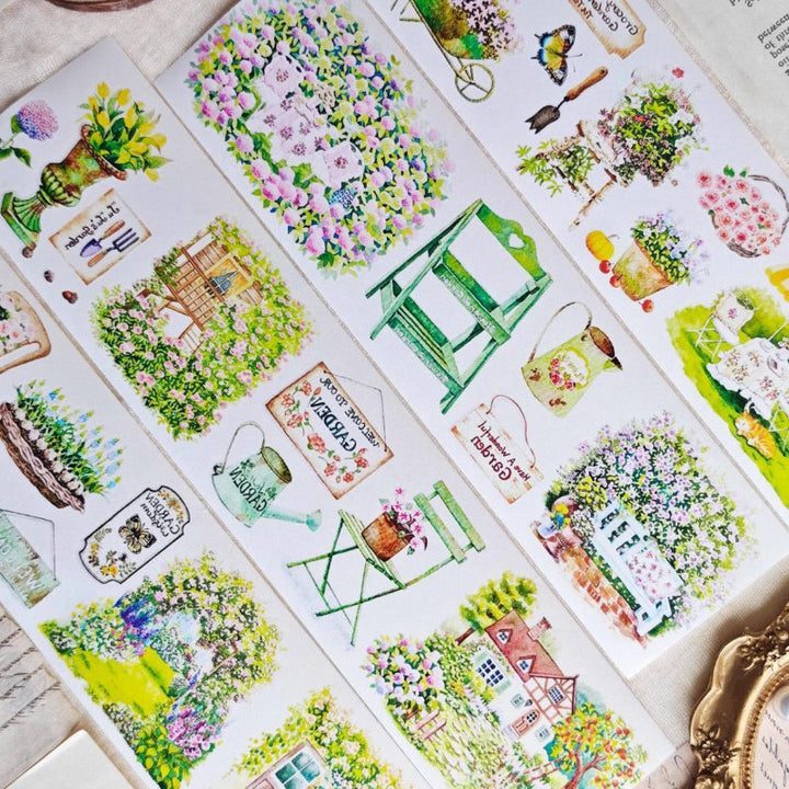 6.5cm*100cm Grocery Garden Die Cutting Washi/PET/Fog PET Tape featuring garden designs for journaling, scrapbooking and collage