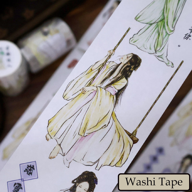 6.1cm*100cm Ancient Graceful Lady Die Cutting Washi/PET Tape