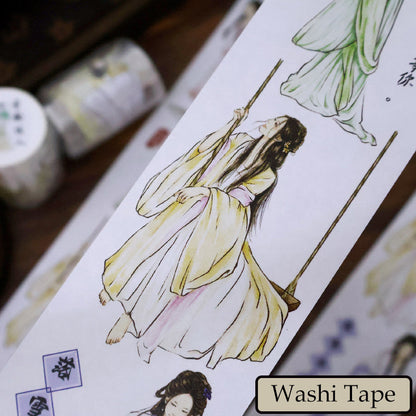 6.1cm*100cm Ancient Graceful Lady Die Cutting Washi/PET Tape